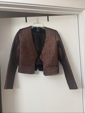 Maison Scotch Metallic Bronze Cropped Blazer Jacket